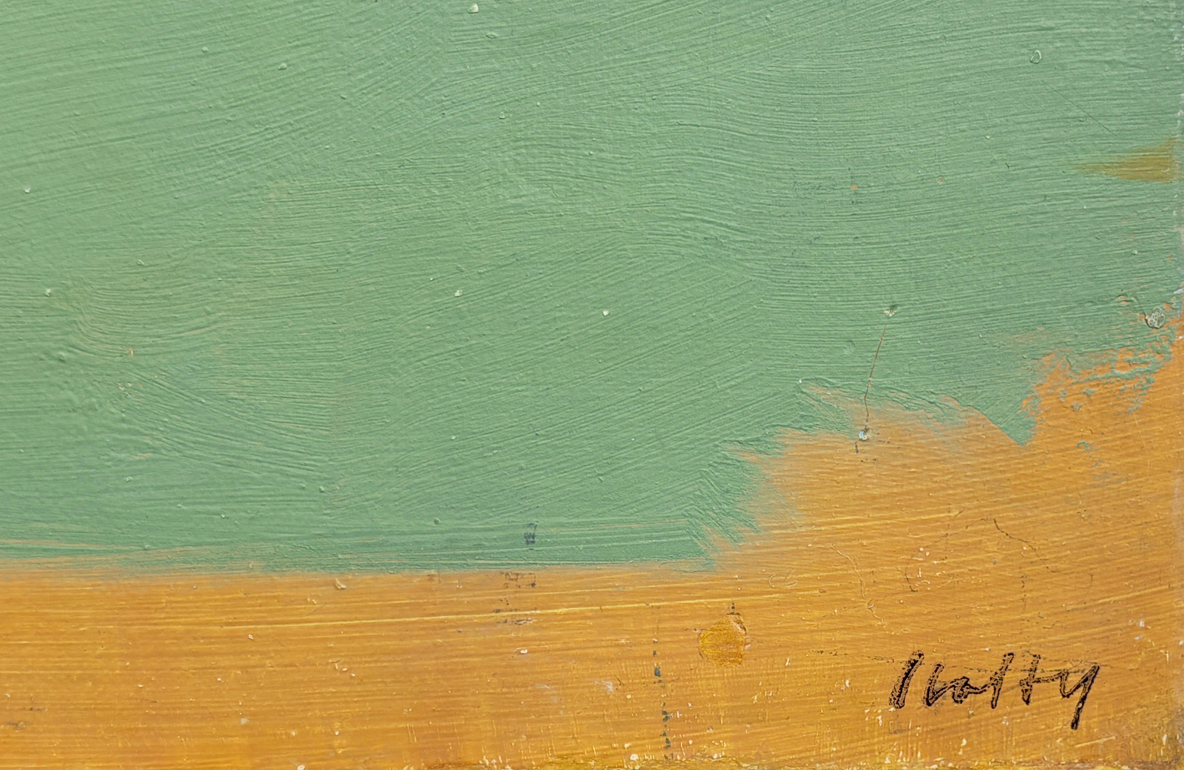 16844, Carl Holty, Color Theory #571 Orange, Greens, White, 1972