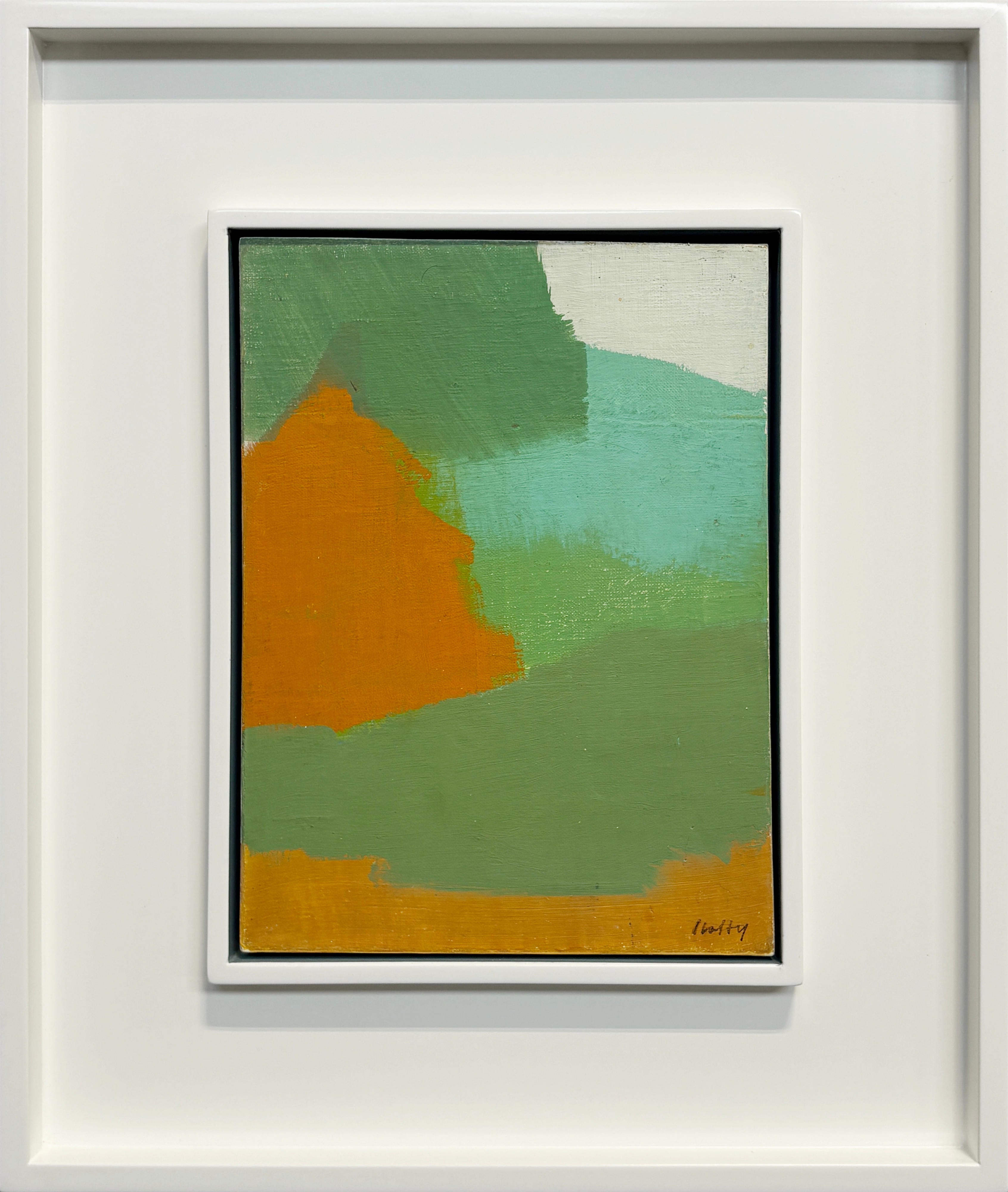 16844, Carl Holty, Color Theory #571 Orange, Greens, White, 1972