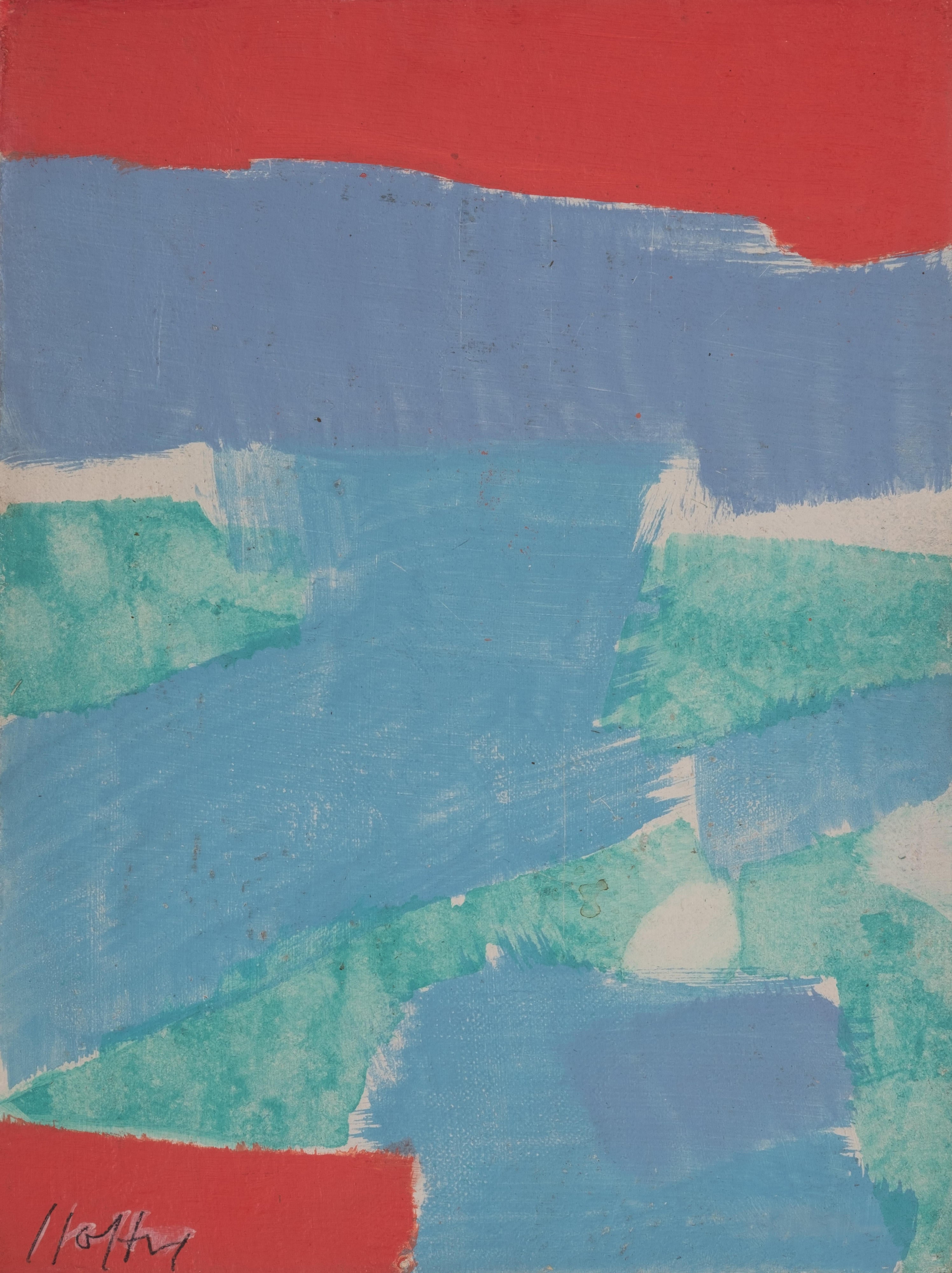 16831, Carl Holty, Color Theory #1032 Red, Green, Blue, White, c. 1950