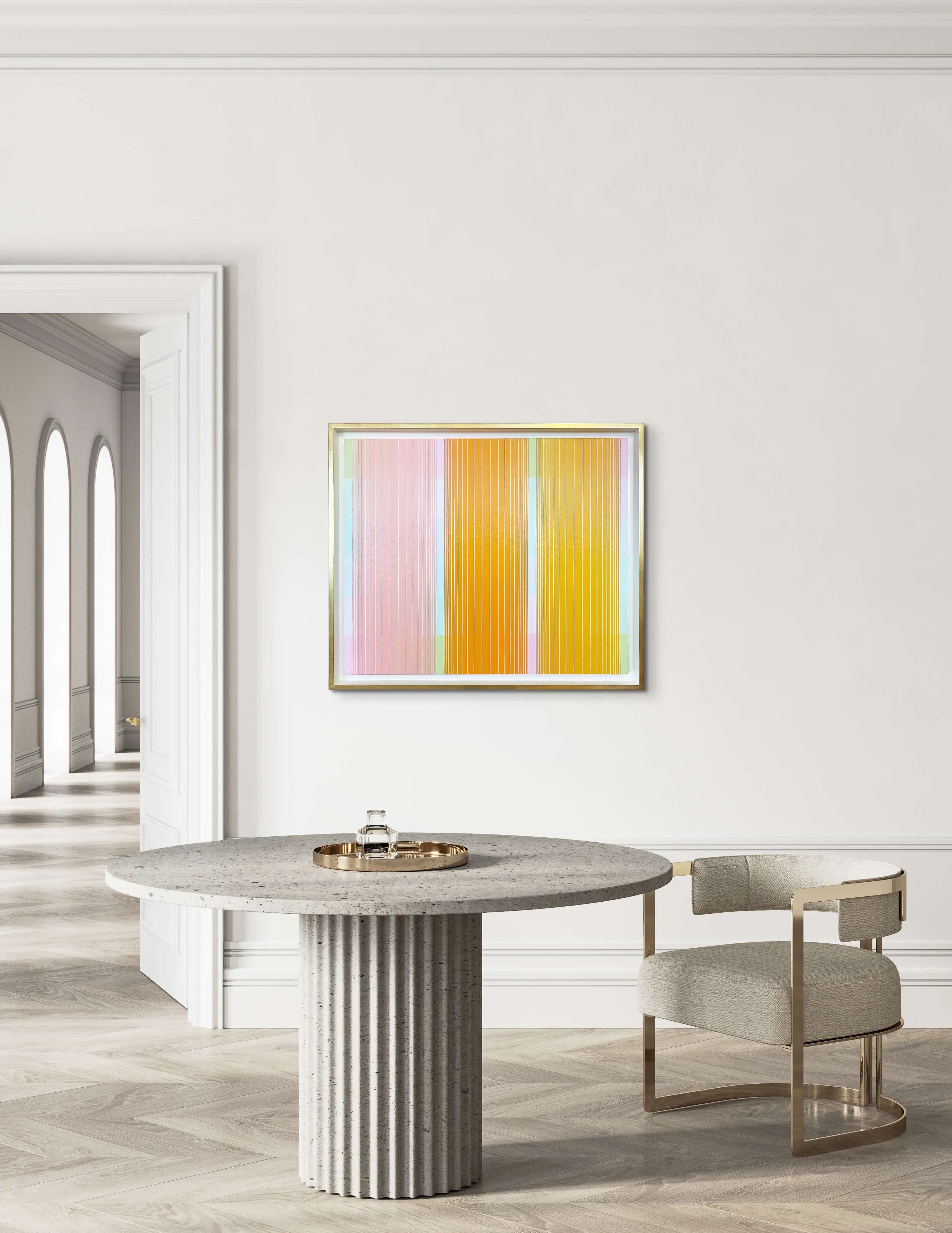 16987, Richard Anuszkiewicz, Trisected: Yellow to Pink, 1976
