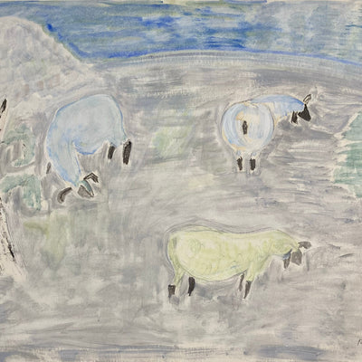 18331, Milton Avery, Three Sheep in a Meadow, 1963