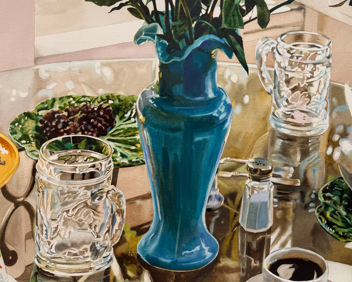 18842, Carolyn Brady, Blue Fountain/Cream Roses, 1989