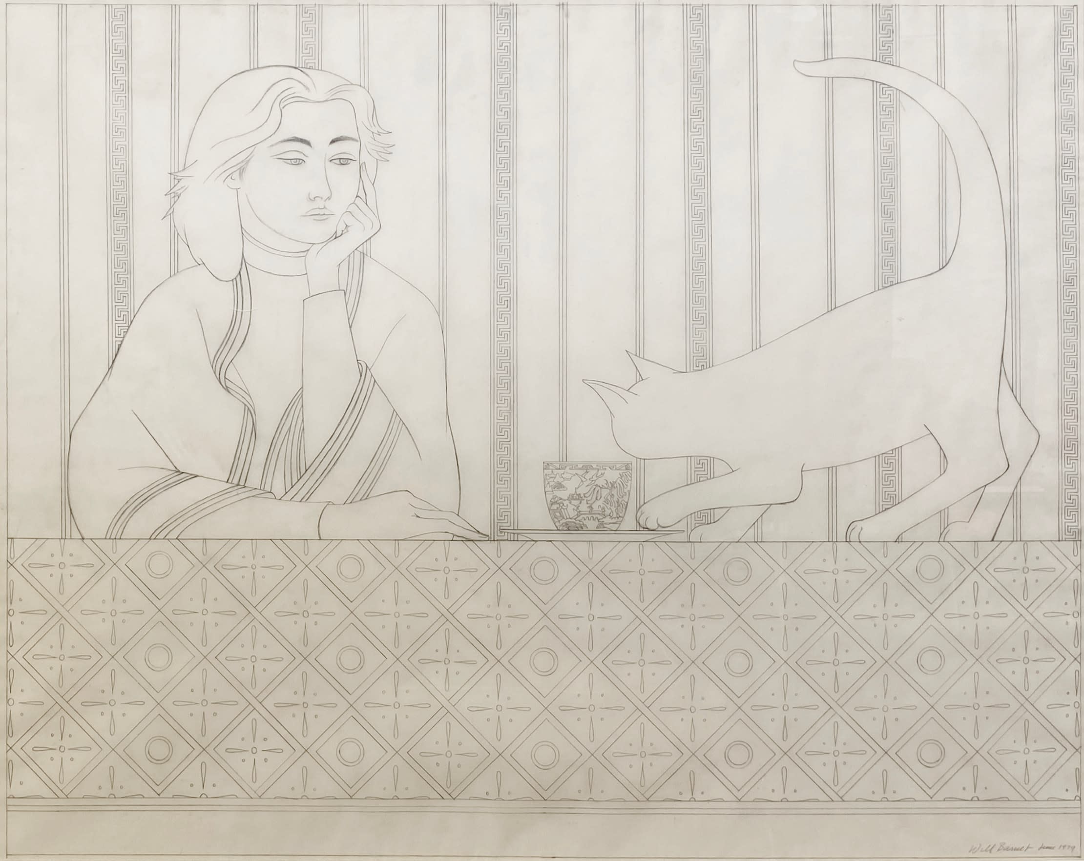 18136, Will Barnet, Study for Meditation and Minou, 1979
