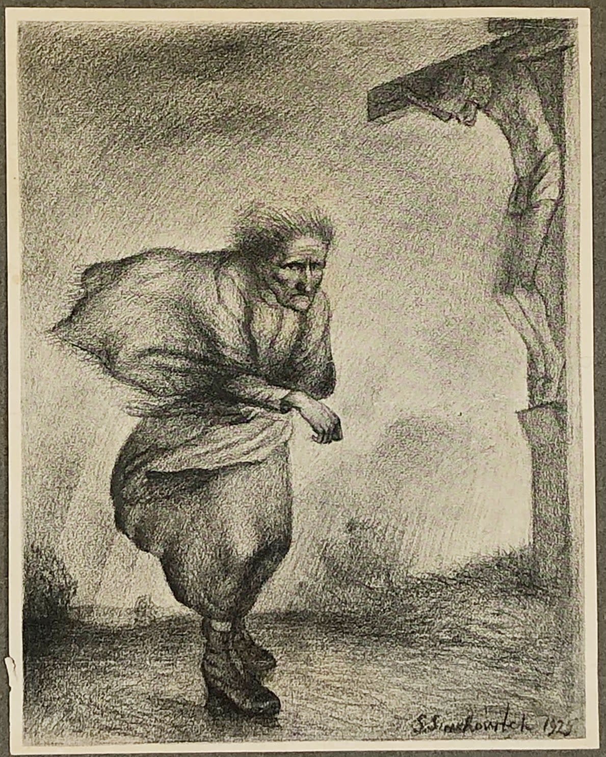 16465, Simka Simkhovitch, Old Woman Passing Christ on the Cross, 1925