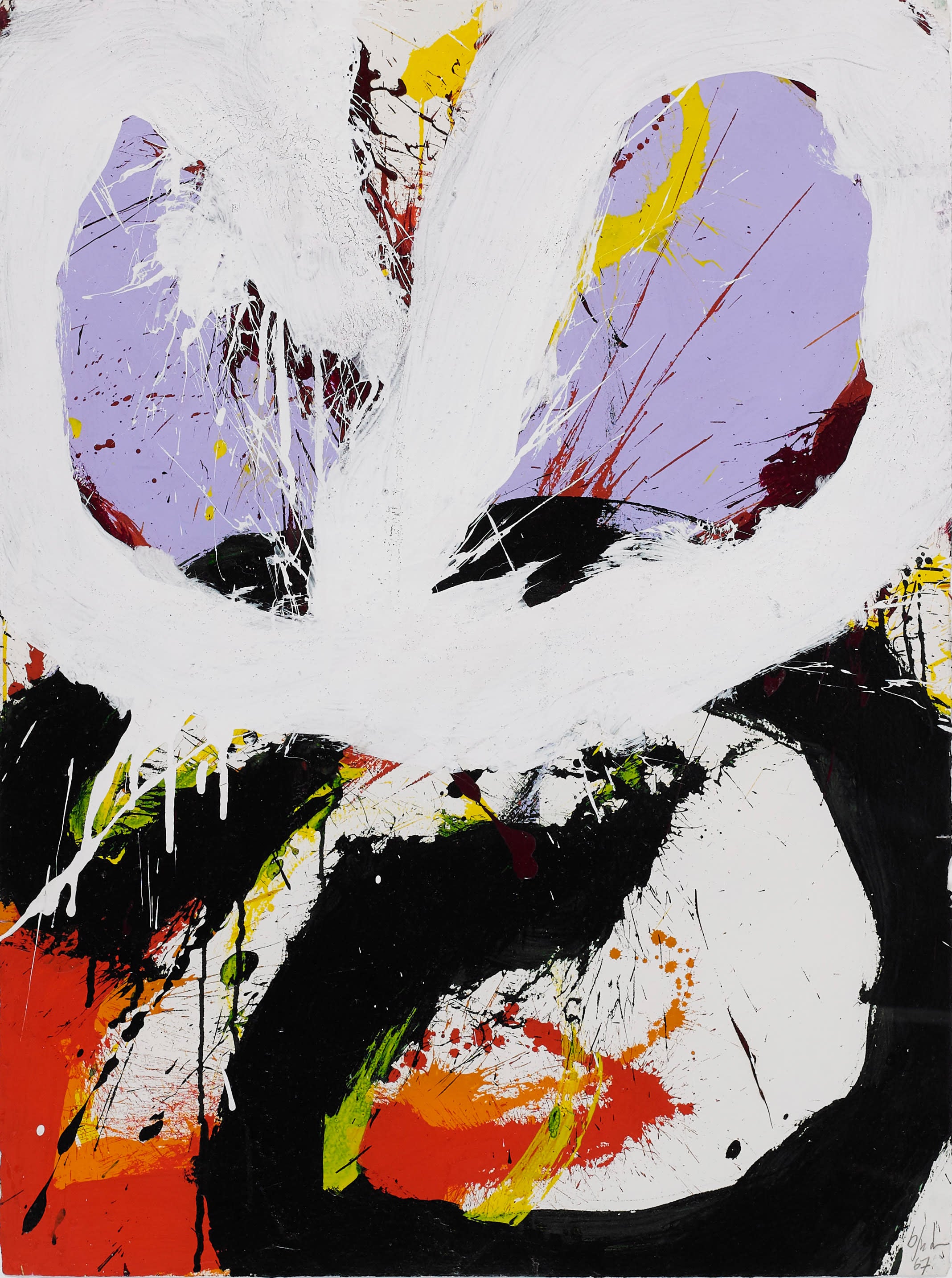 16664, Norman Bluhm, Untitled (Lavender, Red, White, Black), 1967