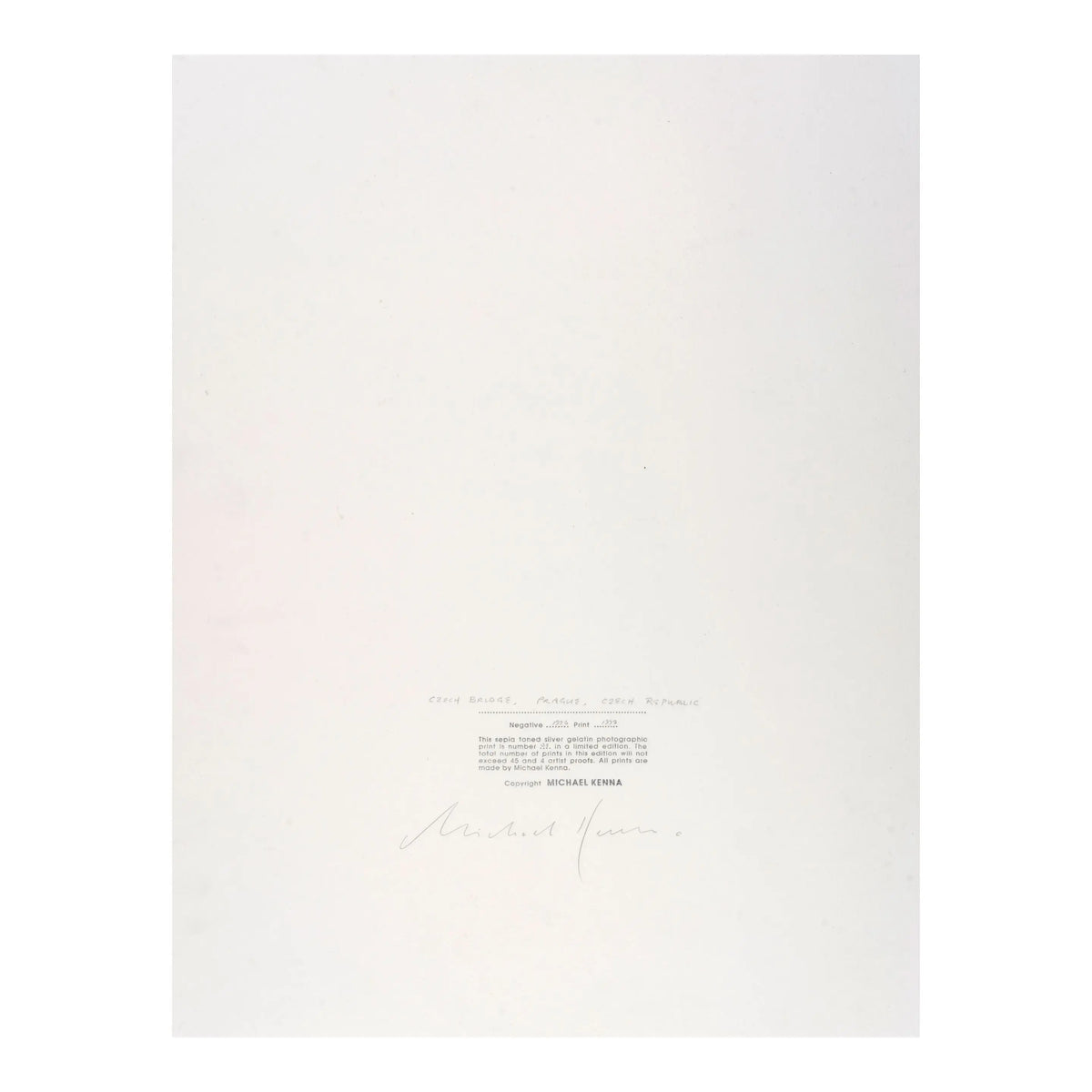 18906, Michael Kenna, Czech Bridge, Prague, Czech Republic, 1996, printed 1997