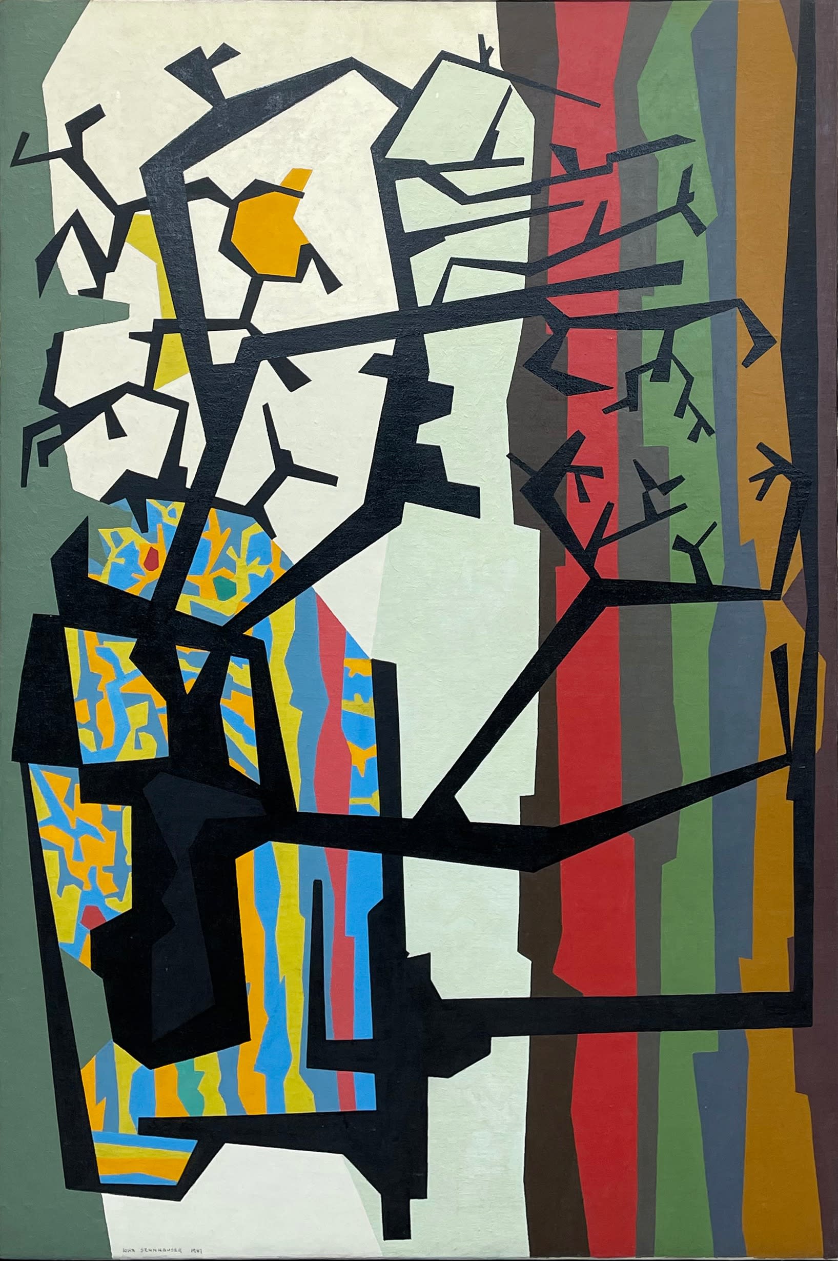 14938, John Sennhauser, Black Forms in Color Space # 13, 1947