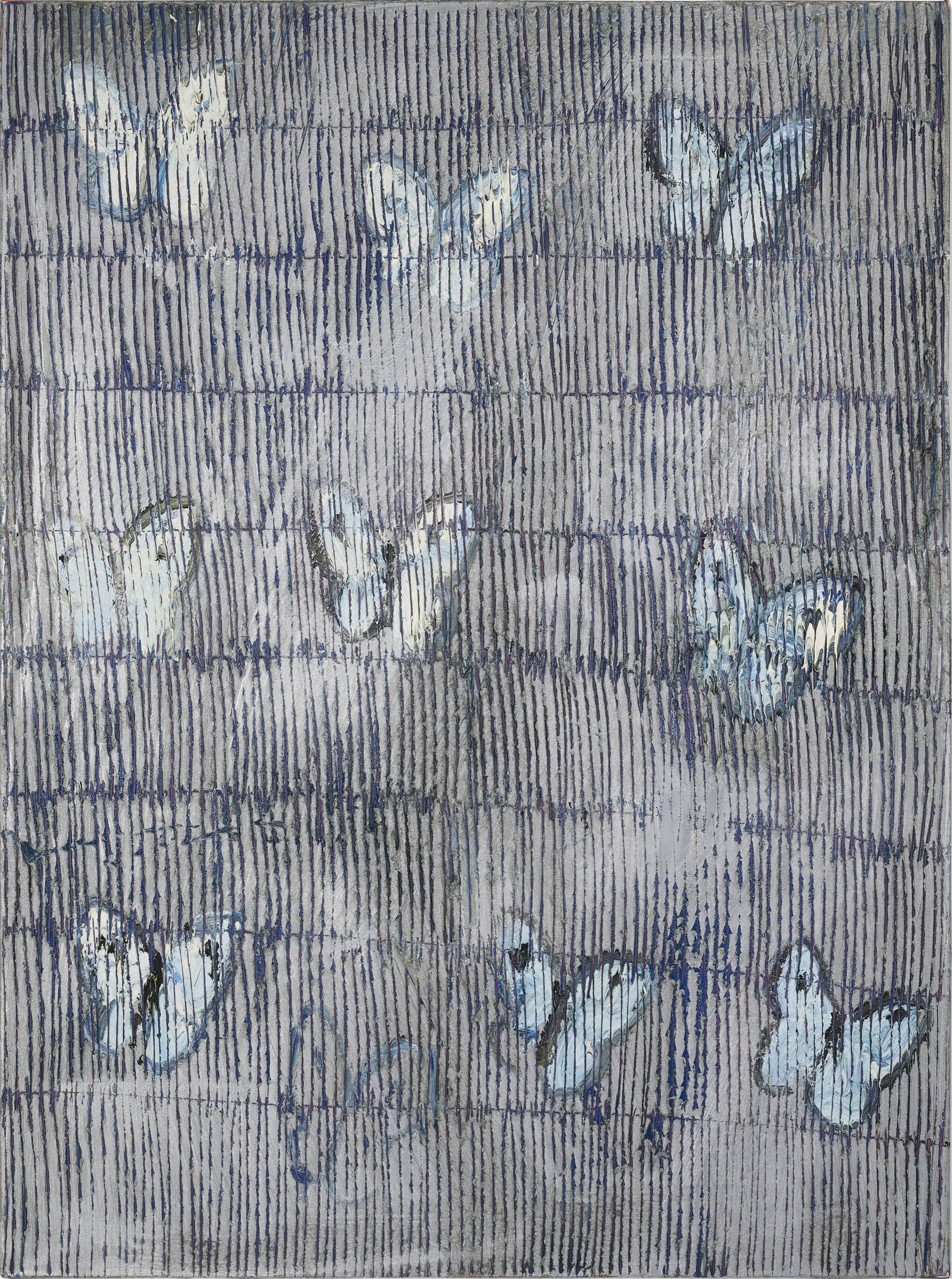 18516, Hunt Slonem, Butterflies in Light Blue, 2015