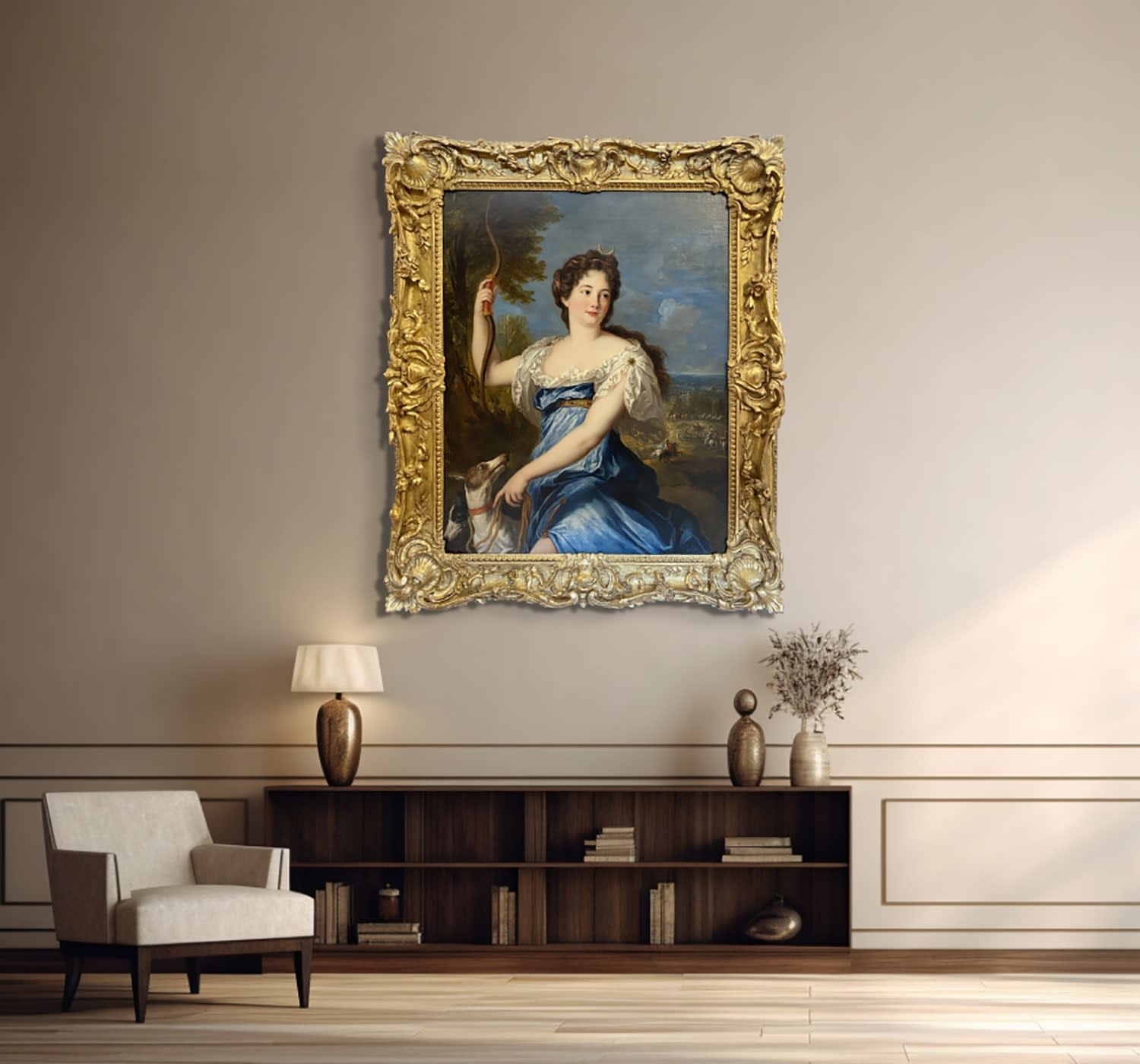 18301, Jacob Ferdinand Voet, Portrait of Marie-Charlotte de La Porte de La Meilleraye, Marquise de Richelieu as Diana, circa 1675-85