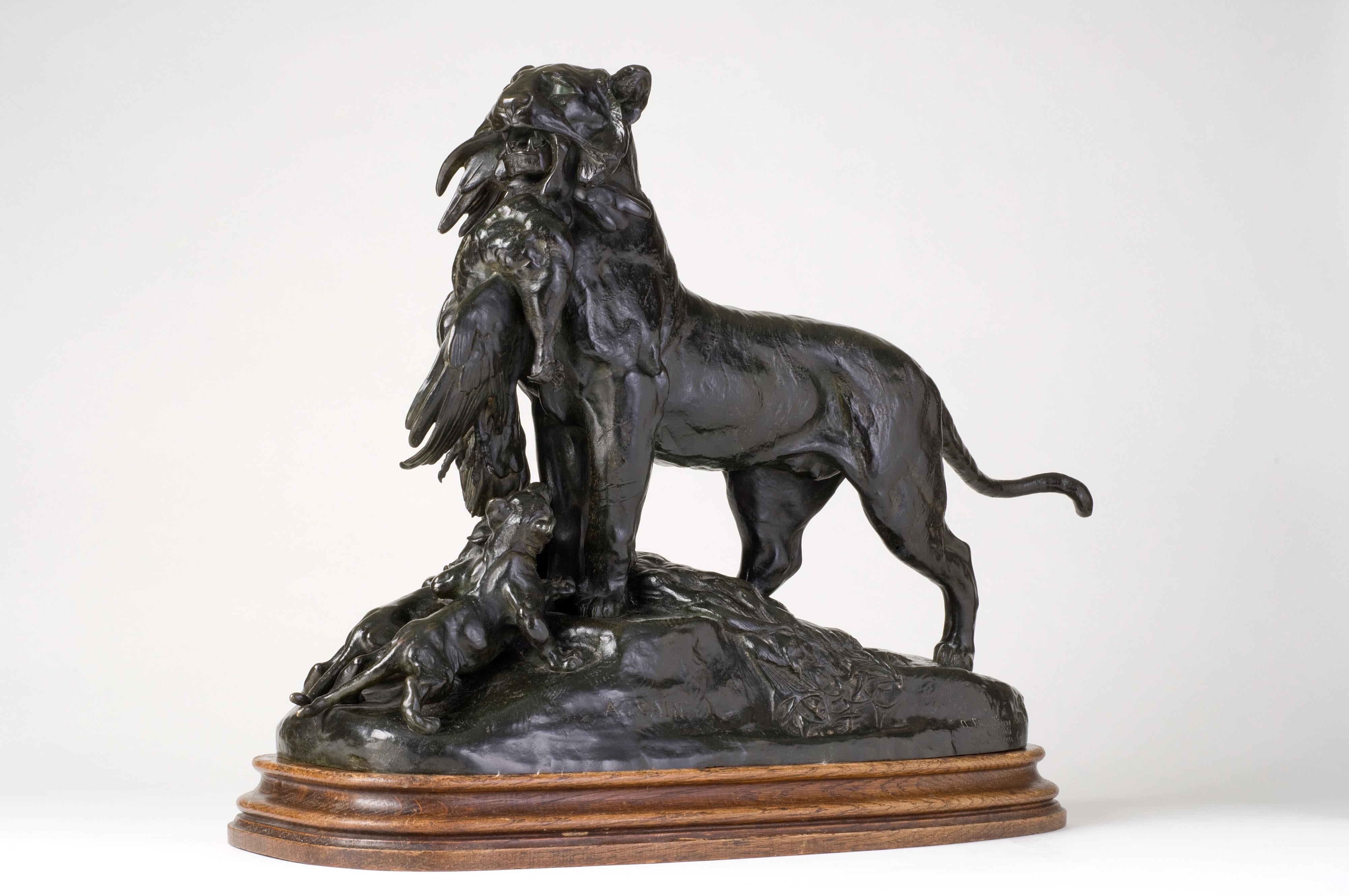 14453, Auguste-Nicolas Cain, Tigresse Rapportant un Paon A Ses Petits, circa 1866