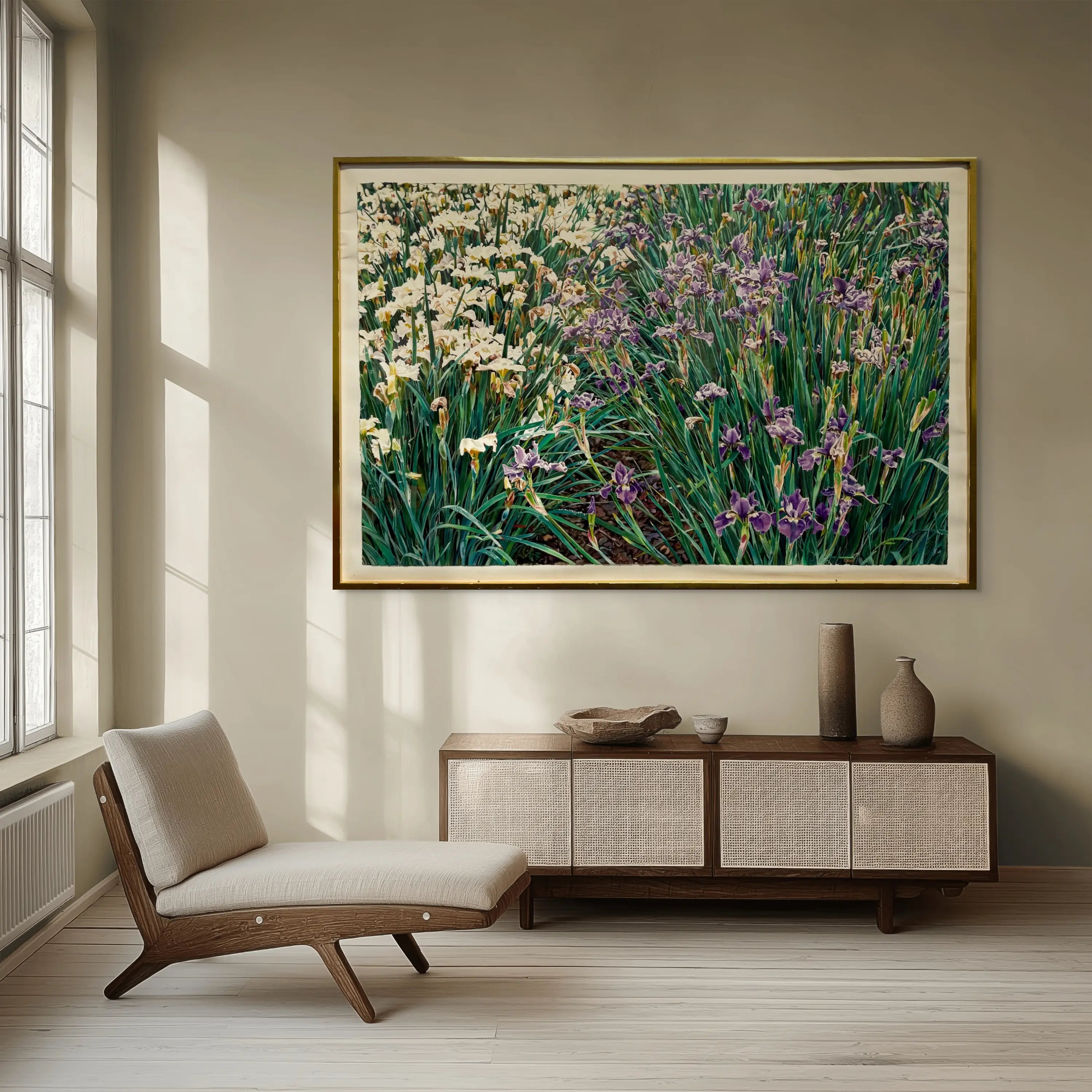 18839, Carolyn Brady, Irises/Chateau Vullierens-Sur-Morges, 1992