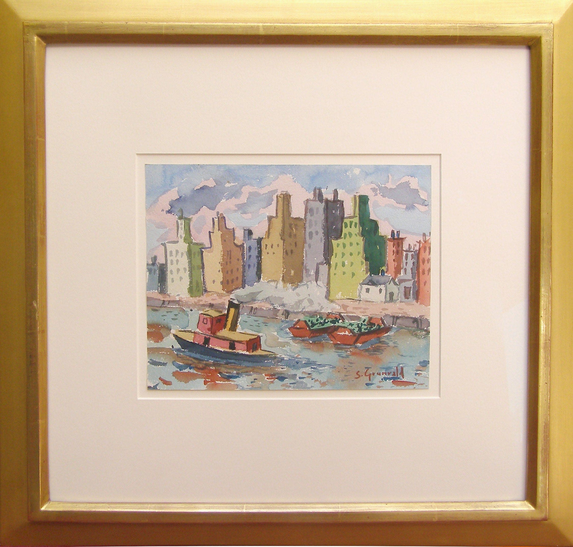 14804, Samuel Grunvald, Skyline, East River, circa 1940