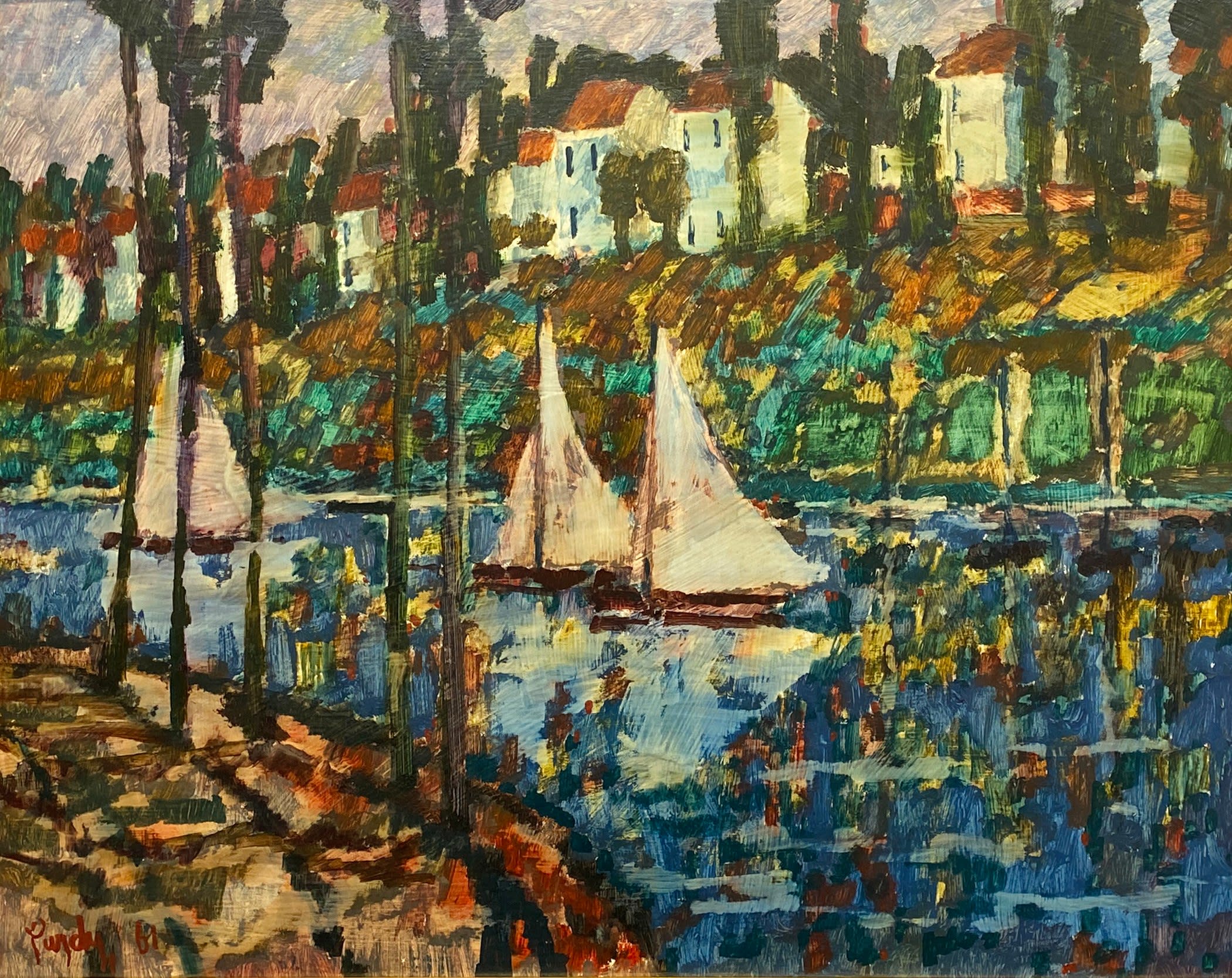 18590, Donald R. Purdy, Sailboats on the River, 1961