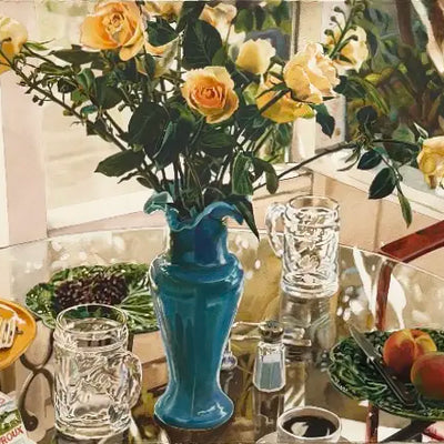 18842, Carolyn Brady, Blue Fountain/Cream Roses, 1989