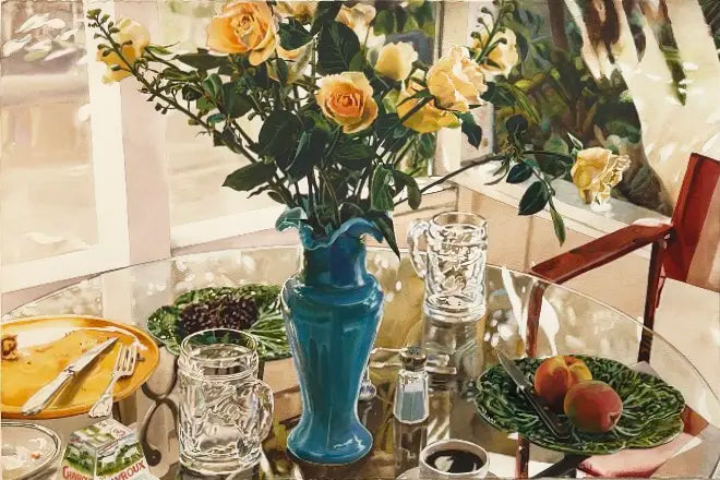 18842, Carolyn Brady, Blue Fountain/Cream Roses, 1989