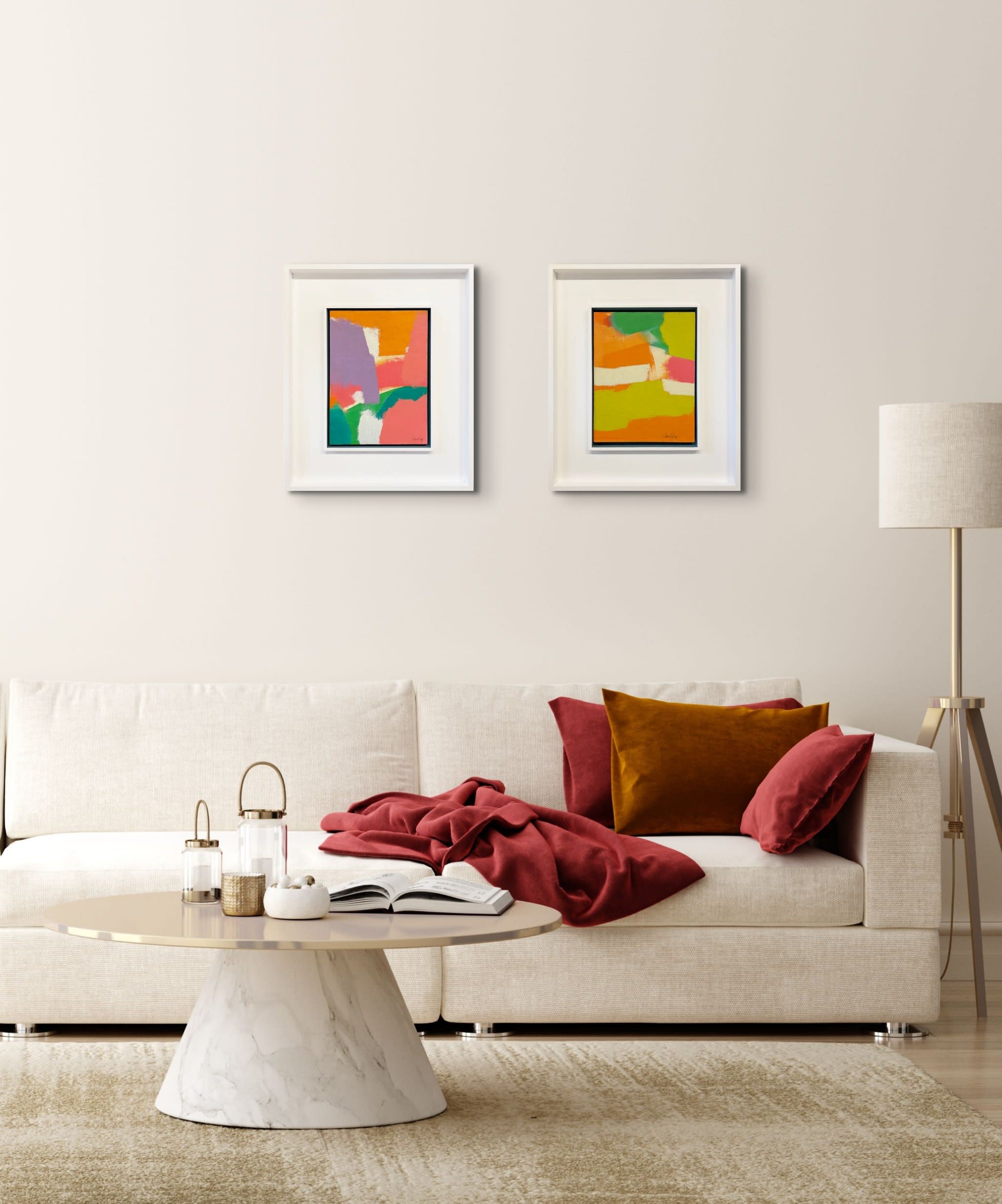 16829, Carl Holty, Color Theory #1037 Orange, Yellow, White, Pink, Green, c. 1950